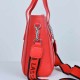 Women's Fashion Dual Strap Bucket Leather Hand Bag - Red |image