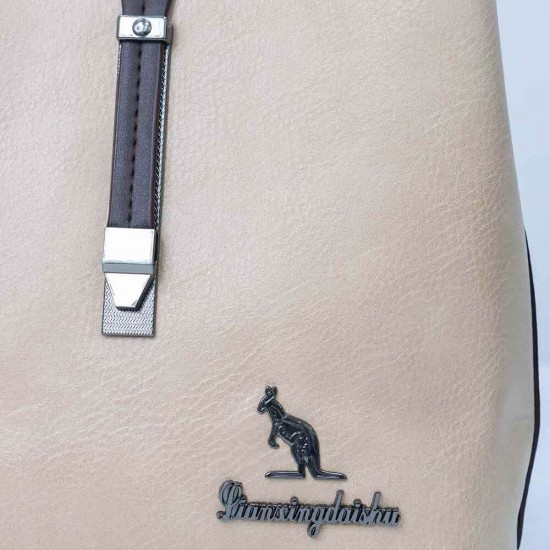 Image for Magnetic Buckle Zipper Closure Women's Leather Tote Bag Magnetic Buckle Zipper Closure Women's Leather Hand Bag - Cream |image