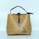 Magnetic Buckle Zipper Closure Women's Leather Hand Bag - Light Brown 