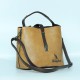 Magnetic Buckle Zipper Closure Women's Leather Hand Bag - Light Brown |image
