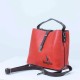 Magnetic Buckle Zipper Closure Women's Leather Hand Bag - Red |image