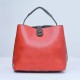 Magnetic Buckle Zipper Closure Women's Leather Hand Bag - Red |image