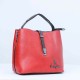Magnetic Buckle Zipper Closure Women's Leather Hand Bag - Red |image