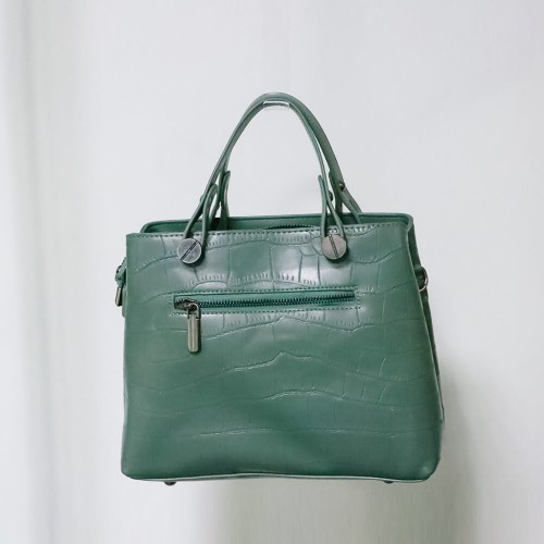 Zipper Closure Rivets Fashion Women's Leather Hand Bag - Green |image