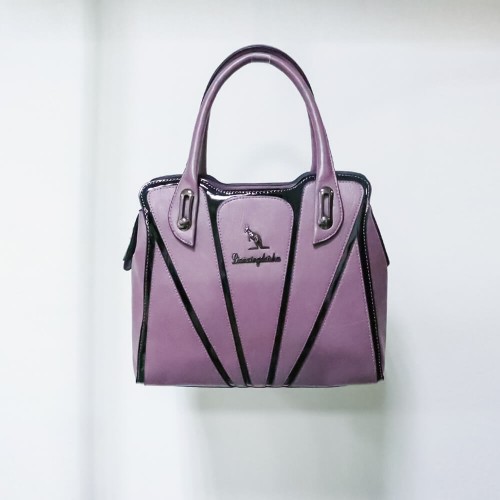 Contrast Zipper Closure Large Space Women's Hand Bag - Purple |image