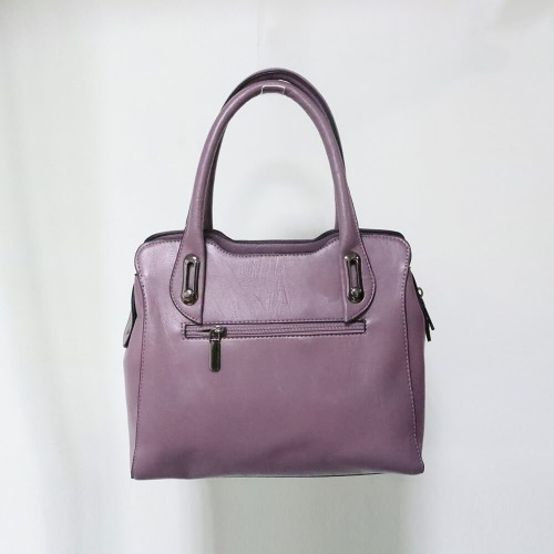 Contrast Zipper Closure Large Space Women's Hand Bag - Purple |image