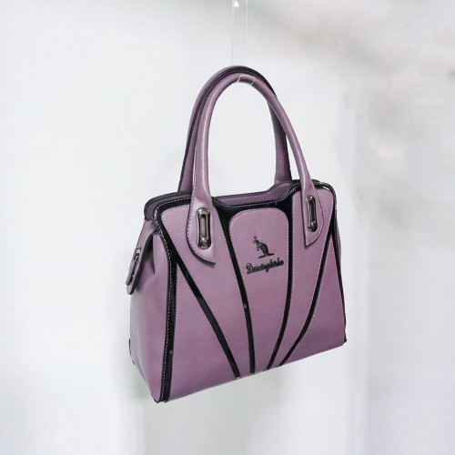 Contrast Zipper Closure Large Space Women's Hand Bag - Purple |image