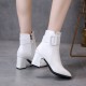Women Casual High Heel Ankle Leather Boots - White |image
