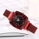Women's Fashion Mesh Band Square Dial Watch - Red |image