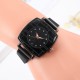 Women's Fashion Mesh Band Square Dial Watch - Black |image