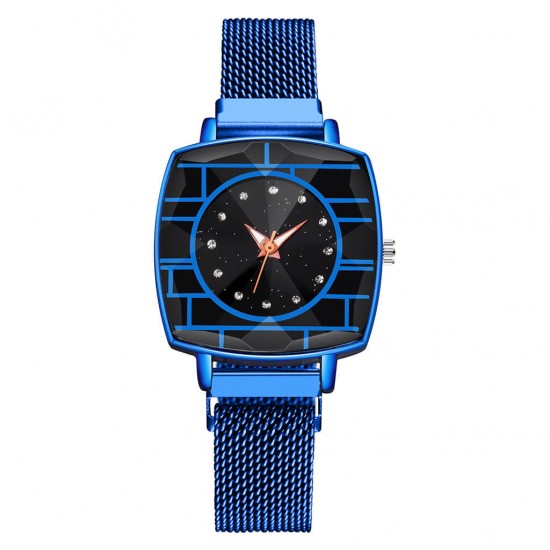 Women's Fashion Mesh Band Square Dial Watch Women's Fashion Mesh Band Square Dial Watch - Blue |image