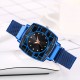Women's Fashion Mesh Band Square Dial Watch - Blue |image