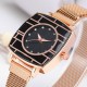 Women's Fashion Mesh Band Square Dial Watch - Gold |image