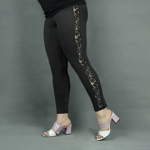 Gothic Sexy Lace Hip Lift Sports Pants - Black |image
