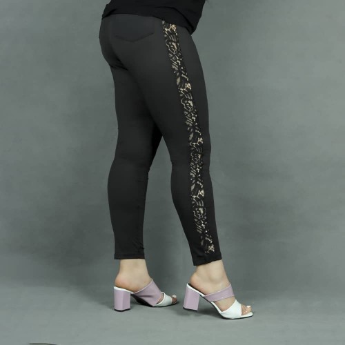 Gothic Sexy Lace Hip Lift Sports Pants - Black |image