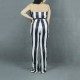 Sexy Halter Neck Striped Flared Jumpsuit - Black |image
