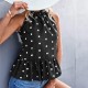 Polka Dot Grecian Neck Peplum Top - Black |image