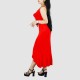 Cross-Border Ruffles Suspenders Sexy Party Dress - Red |image