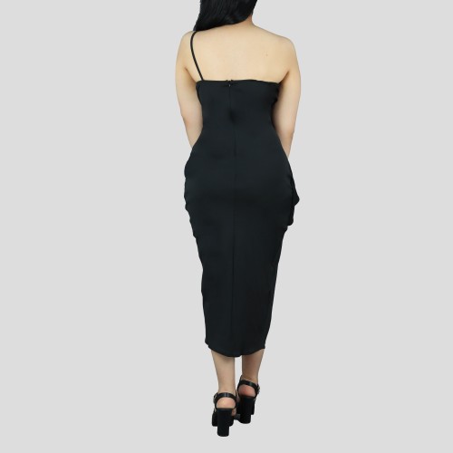 Sexy Sequin Off Shoulder Split Party Dress - Black |image