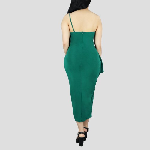 Sexy Sequin Off Shoulder Split Party Dress - Green |image