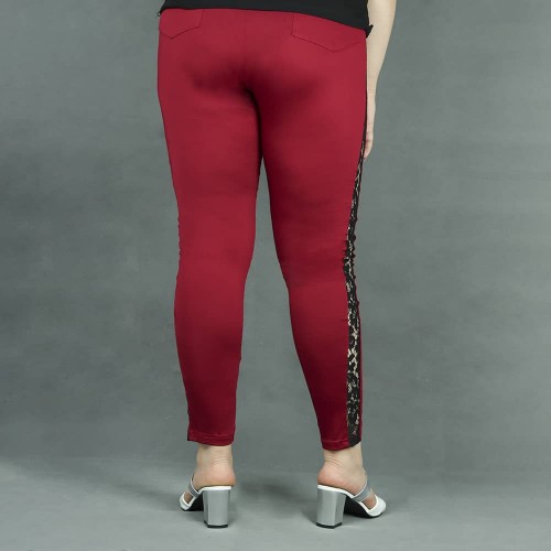 Gothic Sexy Lace Hip Lift Sports Pants - Red |image