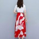 Chiffon Printing Beautiful Mid-Length Dress - Red |image