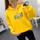 Trendy Hooded Long Sleeve Alphabet Printed Drawstring Hoodie - Yellow |image