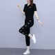 Leisure Style Sports Two Piece Women Tracksuit - Black |image
