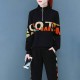 Korean Style Long Sleeve Two Piece Women Hooded Tracksuit - Black |image