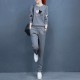 Korean Style Sports Long Sleeve Two-Piece Women Tracksuit - Grey |image