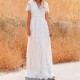 Cross-Border Floral Lace Short Sleeved Long Skirt Dress - White |image