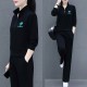 Full Sleeve Two Piece Casual Sportswear Women Tracksuit - Black |image