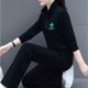 Full Sleeve Two Piece Casual Sportswear Women Tracksuit - Black |image