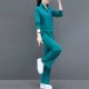 Full Sleeve Two Piece Casual Sportswear Women Tracksuit - Green |image