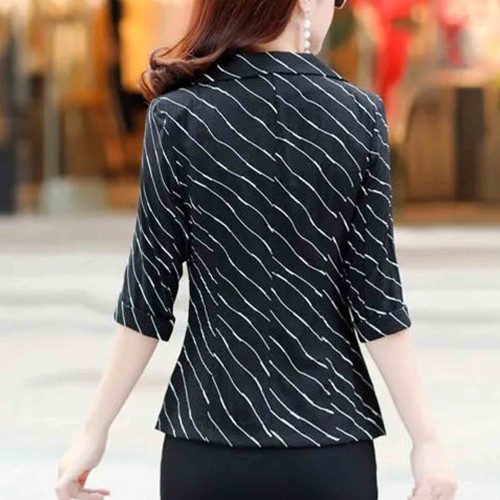 Lines Printed Formal Style Trending women Jacket - Black |image
