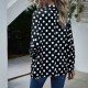 Independent Long-Sleeved Polka-Dot Women Casual Jacket - Black |image