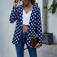 Independent Long-Sleeved Polka-Dot Women Casual Jacket - Blue |image