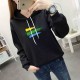 Cotton Fabric Casual Kangaroo Pocket Women Winter Hoodie - Black |image