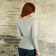 Threaded Cotton Bottoming Long Sleeved Women's Sweater - Grey |image