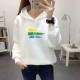 Cotton Fabric Casual Kangaroo Pocket Women Winter Hoodie - White |image