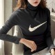 Trendy Turtle Neck Full Sleeve Cotton Women Sweater - Black