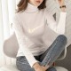 Trendy Turtle Neck Full Sleeve Cotton Women Sweater - White |image