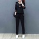 Long Sleeve Casual Three Piece Women Trick Suit Hoodie - Black