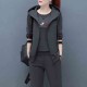 Long Sleeve Casual Three Piece Women Trick Suit Hoodie - Grey |image