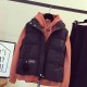 Leisure Style Vest Shoulder Zip & Button Closure Pockets Puffer Jacket - Black |image