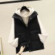 Button Closure Sleeveless Pocket Padded Jacket - Black |image