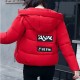 Hooded Collar Zipper Closure Headphone Logo Puffer Jacket - Red |image