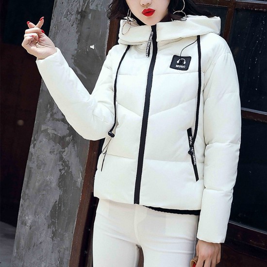 show images for Hooded Collar Zipper Closure Headphone Logo Puffer Jacket - White Hooded Collar Zipper Closure Headphone Logo Puffer Jacket - White |image