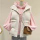 Button Closure Sleeveless Pocket Padded Jacket - Cream