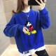 Trendy Mickey Mouse Printing Round Neck Sweater Tops - Black